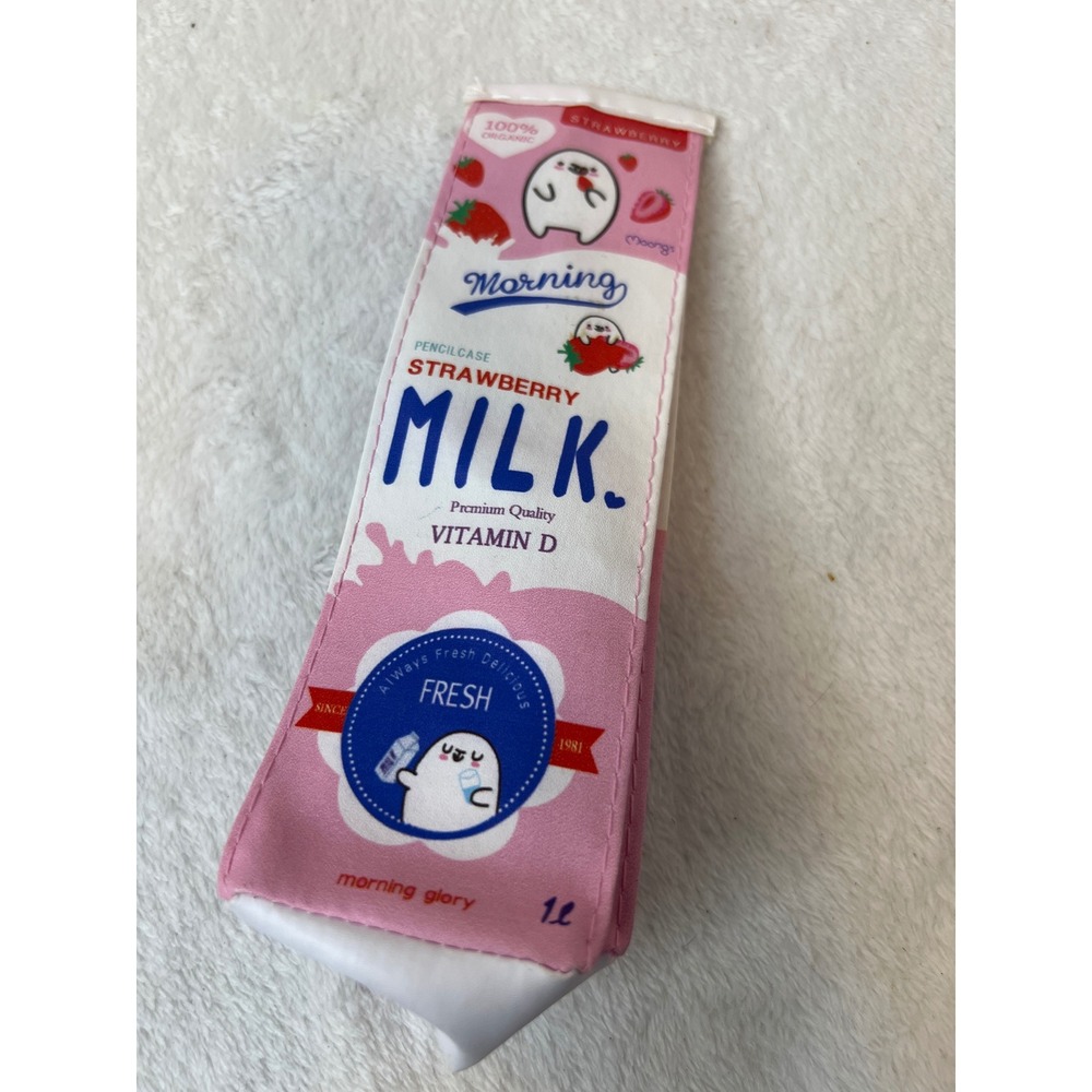 Morning Glory Strawberry Milk Carton Pencil Case Pink Kawaii Stationery Pouch